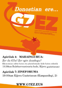Mesa redonda: "Qué es el G7?" @  Bulevardean (euria ari badu Kijera Gaztetxea (Kanpandegi kalea))