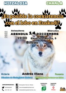 [:es]Charla (Bilbao): ¿Es posible la coexistencia con el lobo en Euskadi?[:eu]Hitzaldia (Bilbo): ¿Es posible la coexistencia con el lobo en Euskadi?[:]